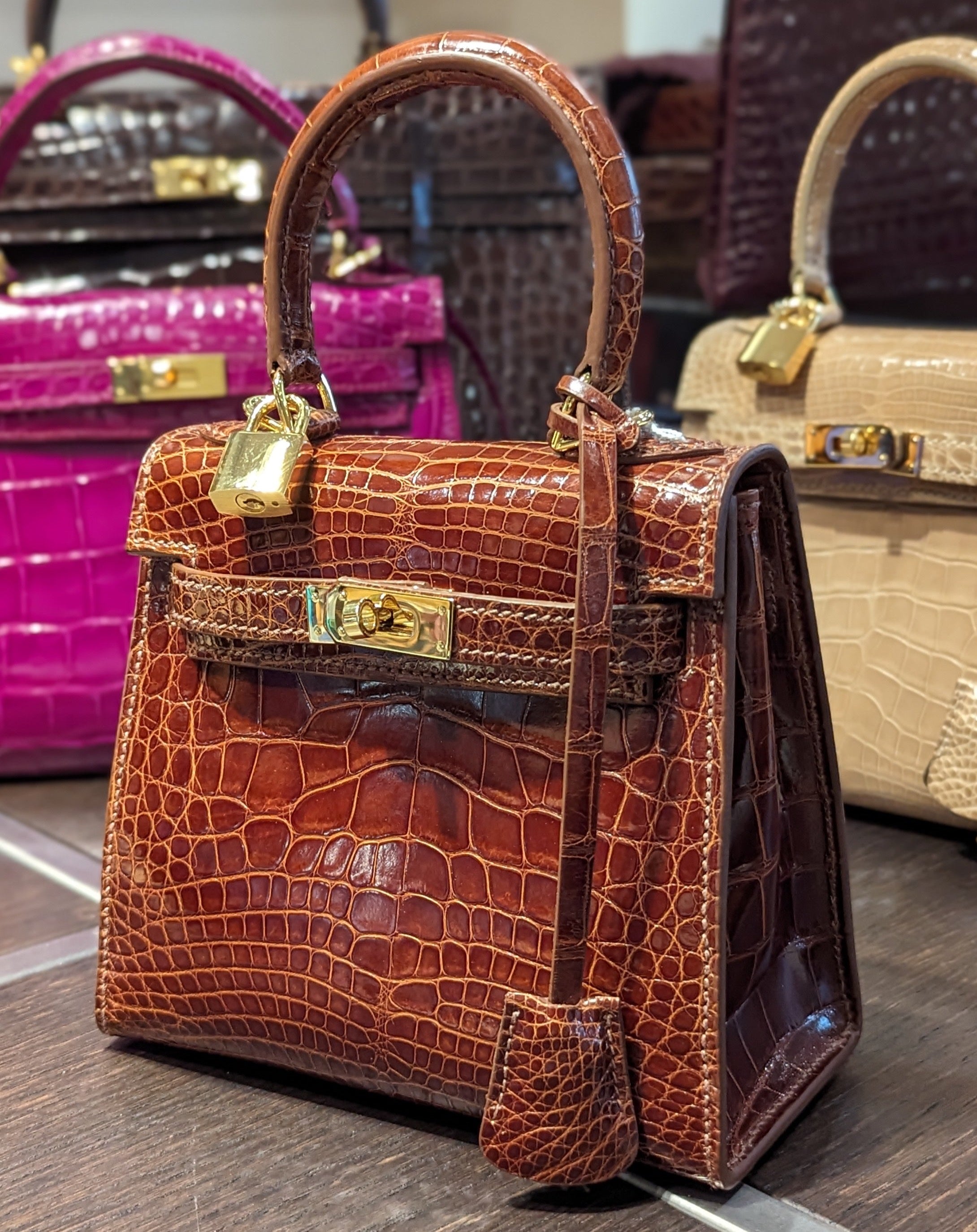 Ascot Bespoke Bag - Cognac Crocodile - Ascot Shoes