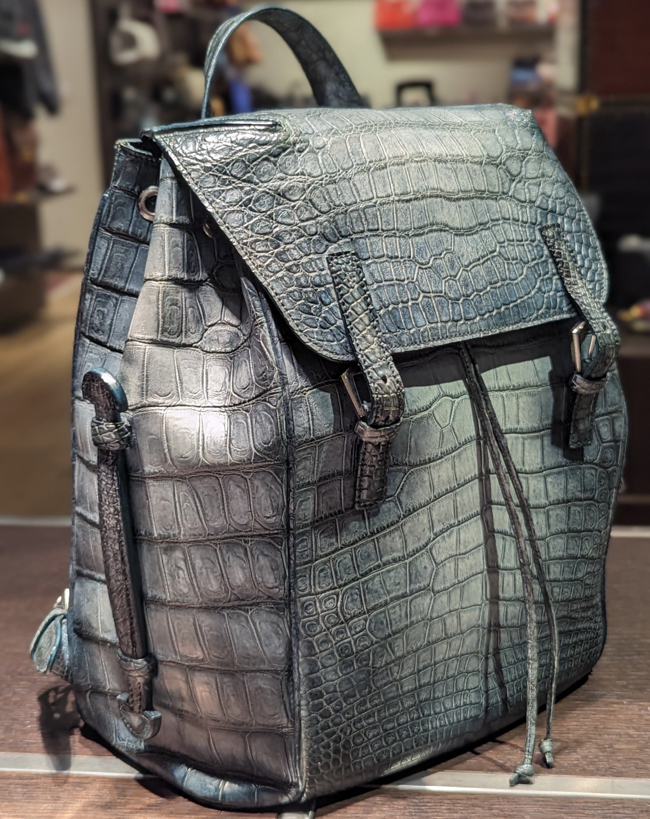 Rucksack Bag - Stone Crocodile - Ascot Shoes