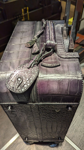 Bespoke Cabin Suitcase - Deep Purple Crocodile