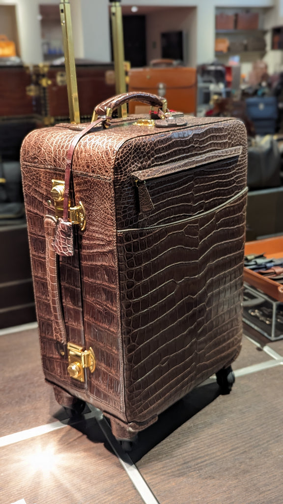 Bespoke Cabin Suitcase - Brown Crocodile - Ascot Shoes