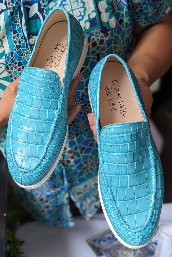 Ascot Cannes - Light Blue Crocodile - Ascot Shoes