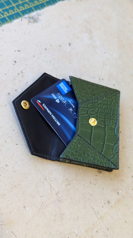 Credit Card & Coin Wallet - Green Crocodile