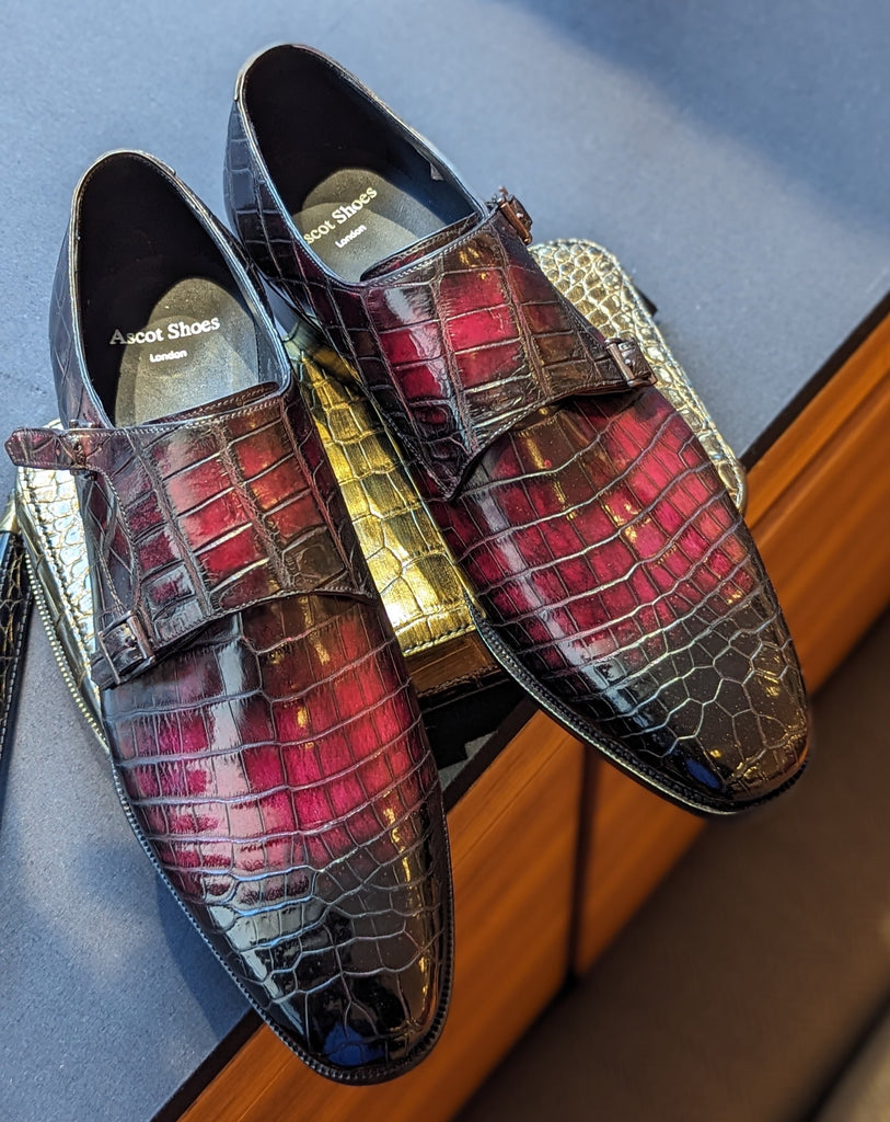 Ascot Double Monks - Black Cherry Patina - Ascot Shoes