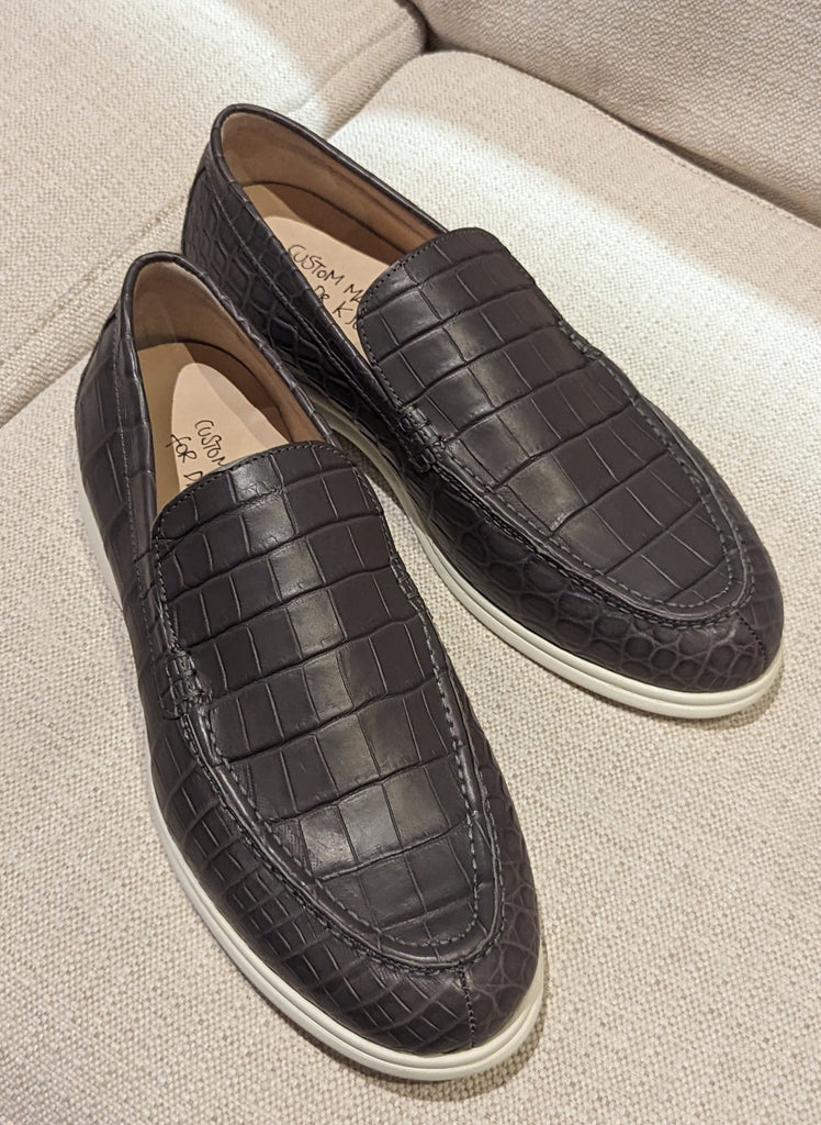 Ascot Cannes - Charcoal Grey Crocodile - Ascot Shoes