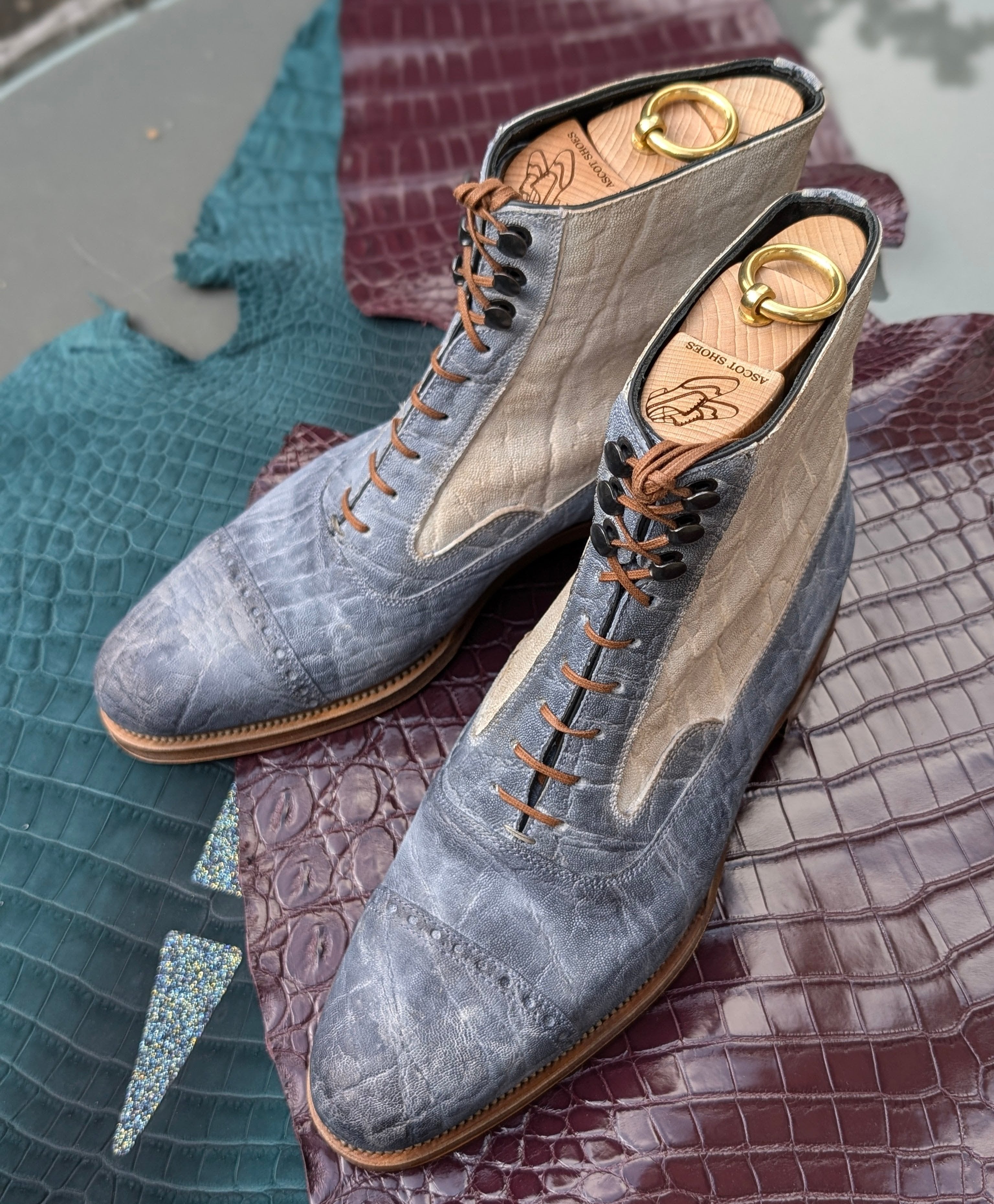 Ascot High Boots - Grey & Taupe Elephant - Ascot Shoes