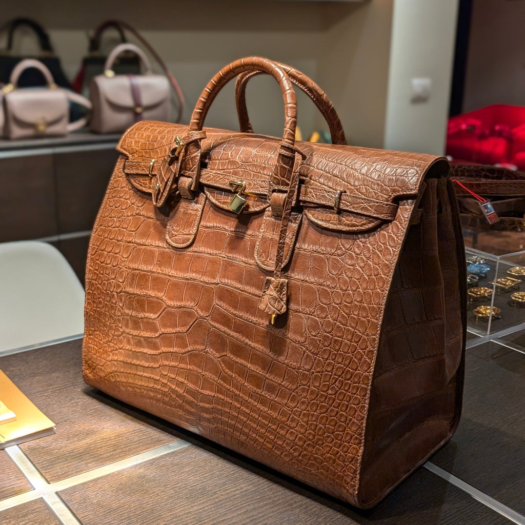 Bespoke Weekender - Tan Crocodile - Ascot Shoes