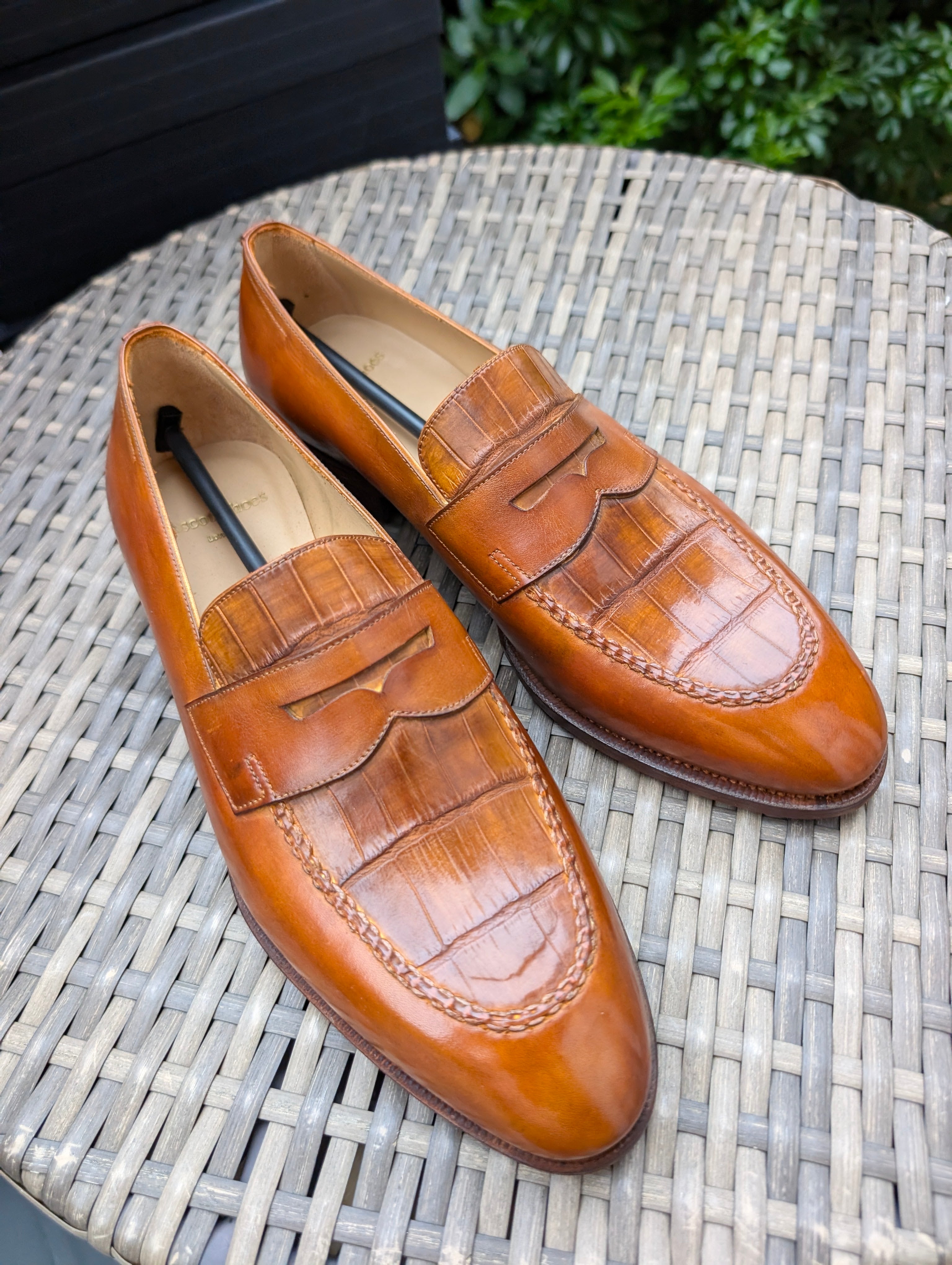 Ascot Sinatra - Tan Crocodile & Leather, UK 7 - Ascot Shoes