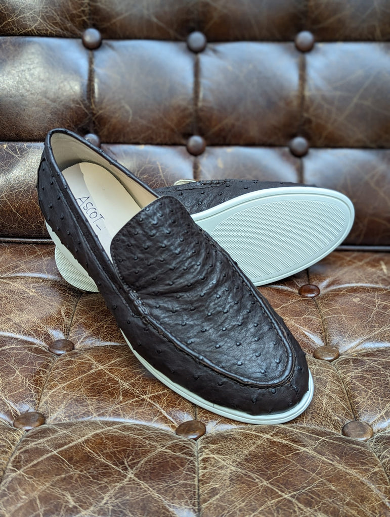 Ascot Cannes - Brown Ostrich, UK 10 - Ascot Shoes
