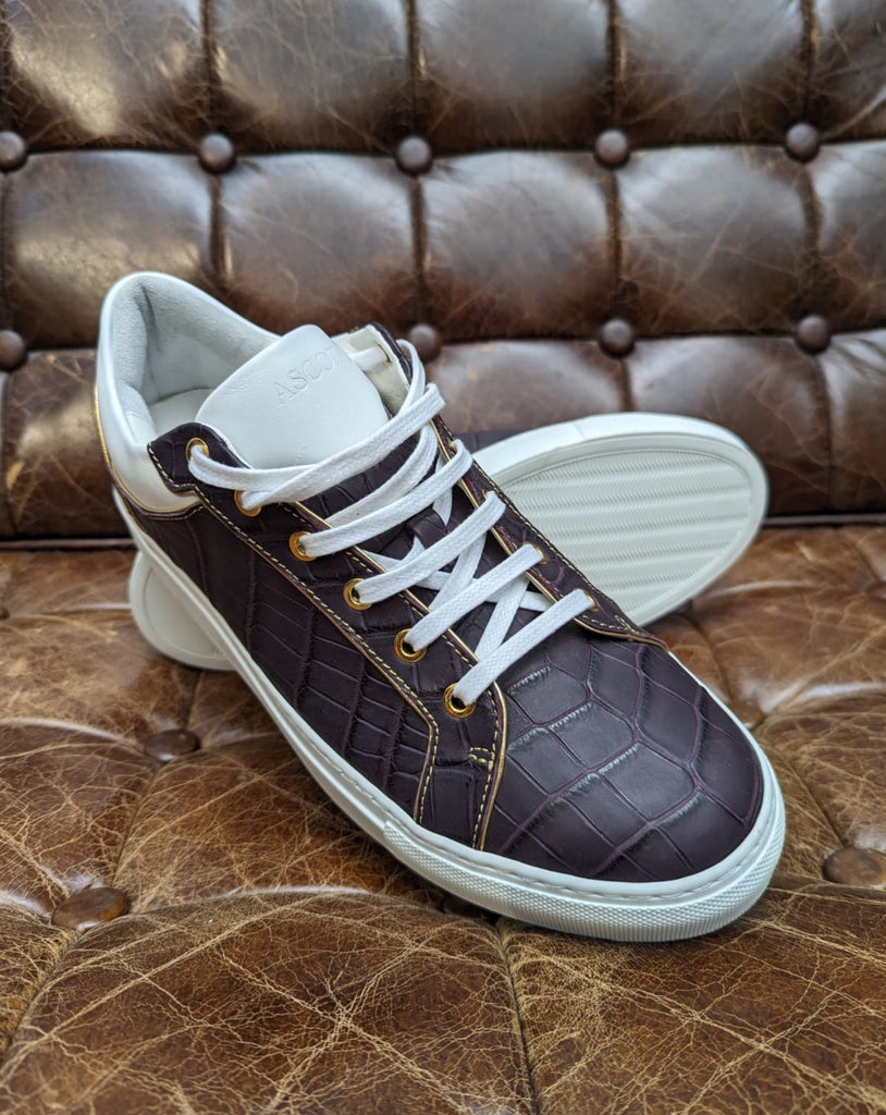 Ascot Sneaker - Deep Purple Croc, UK 9.5 - Ascot Shoes