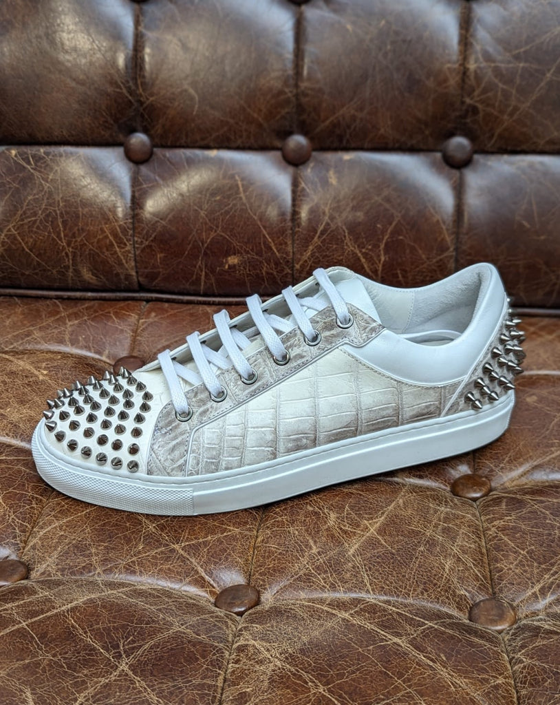Ascot Sneakers - Himalayan Crocodile with studs, UK 8 - Ascot Shoes