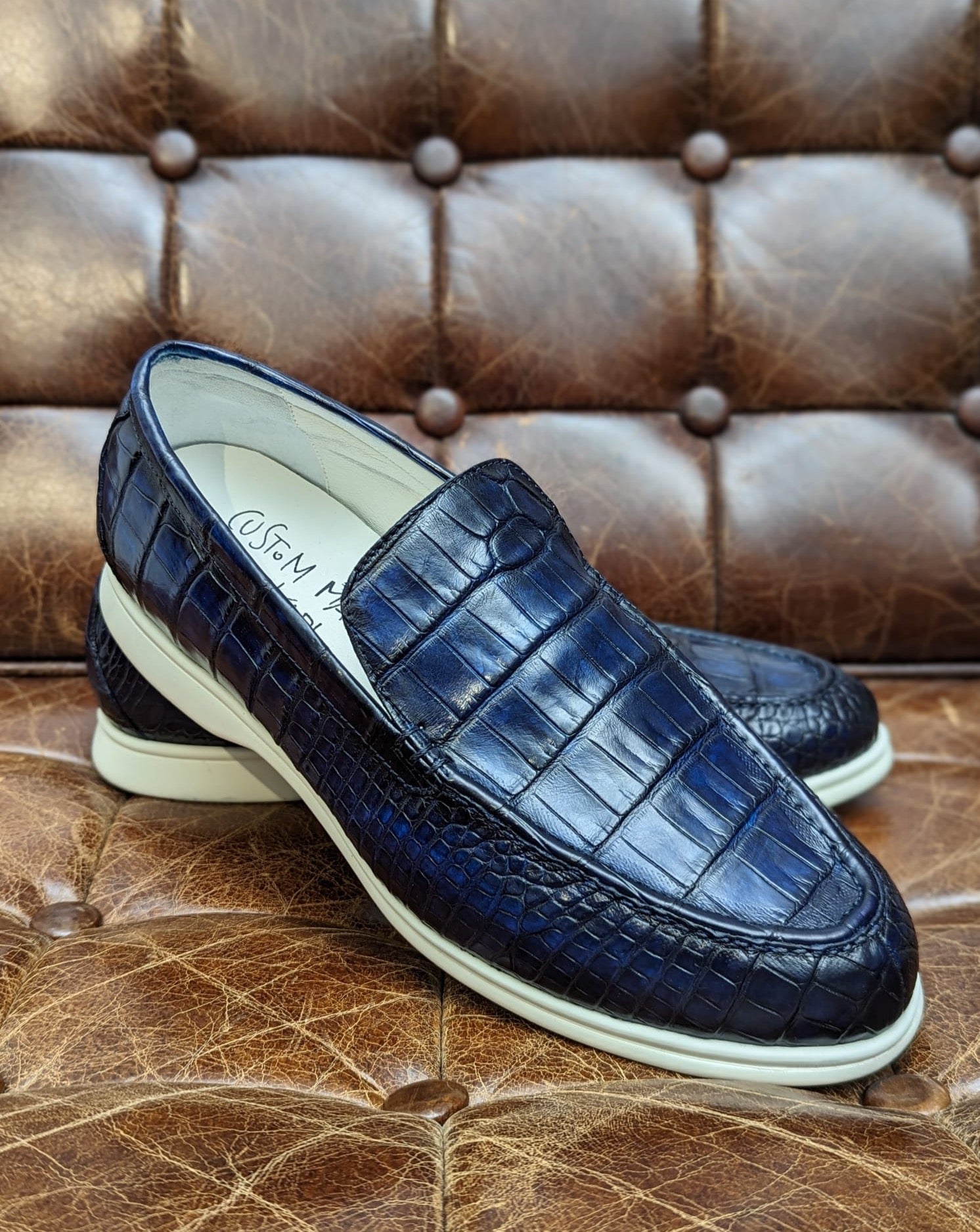 Ascot Cannes - Navy Crocodile, UK 9.5 - Ascot Shoes