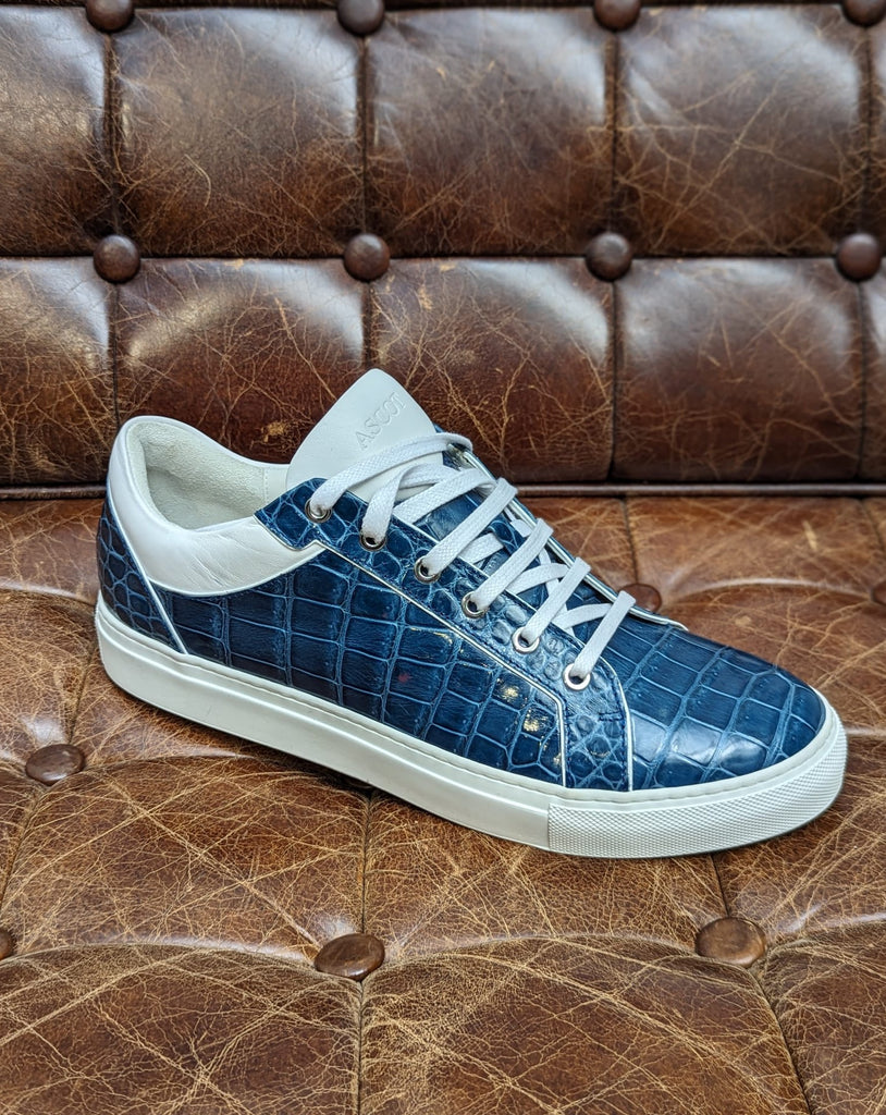 Ascot Senaker - Royal Blue Crocodile, UK 10 - Ascot Shoes