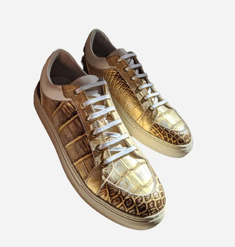 Ascot Sneakers - Gold Crocodile