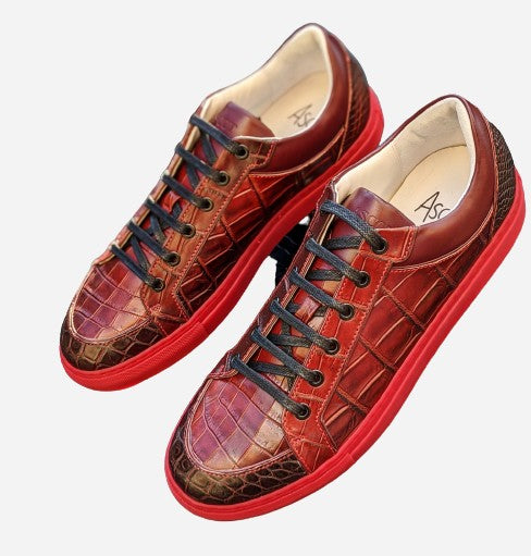 Ascot Sneakers Burgundy Alligator Ascot Shoes