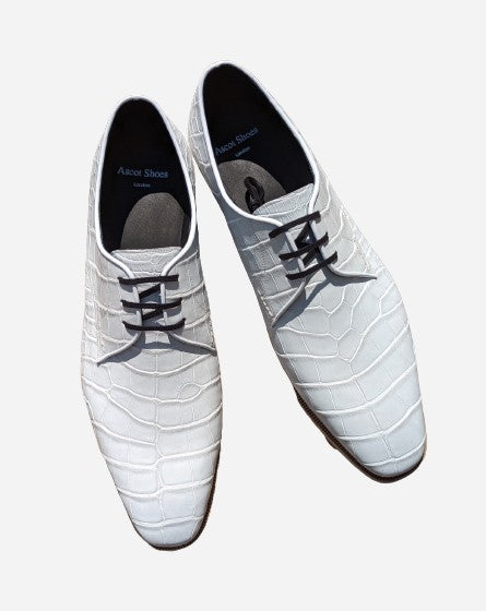 Ascot Andrew - White Alligator - Ascot Shoes