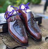 Ascot Andre - Brown Crocodile & Brown Calf - Ascot Shoes