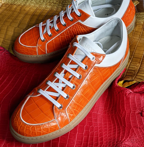 Ascot Sneakers - Orange Crocodile
