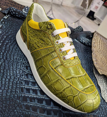 Ascot Sneakers - Olive Green Crocodile