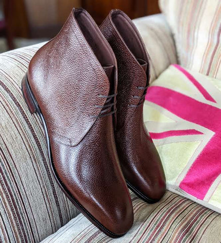 Ascot Ankle Boots - Brown Scotch Grain