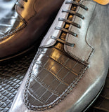 Ascot Kaan - Gunpowder Grey Calf & Grey Niloticus Crocodile - Ascot Shoes