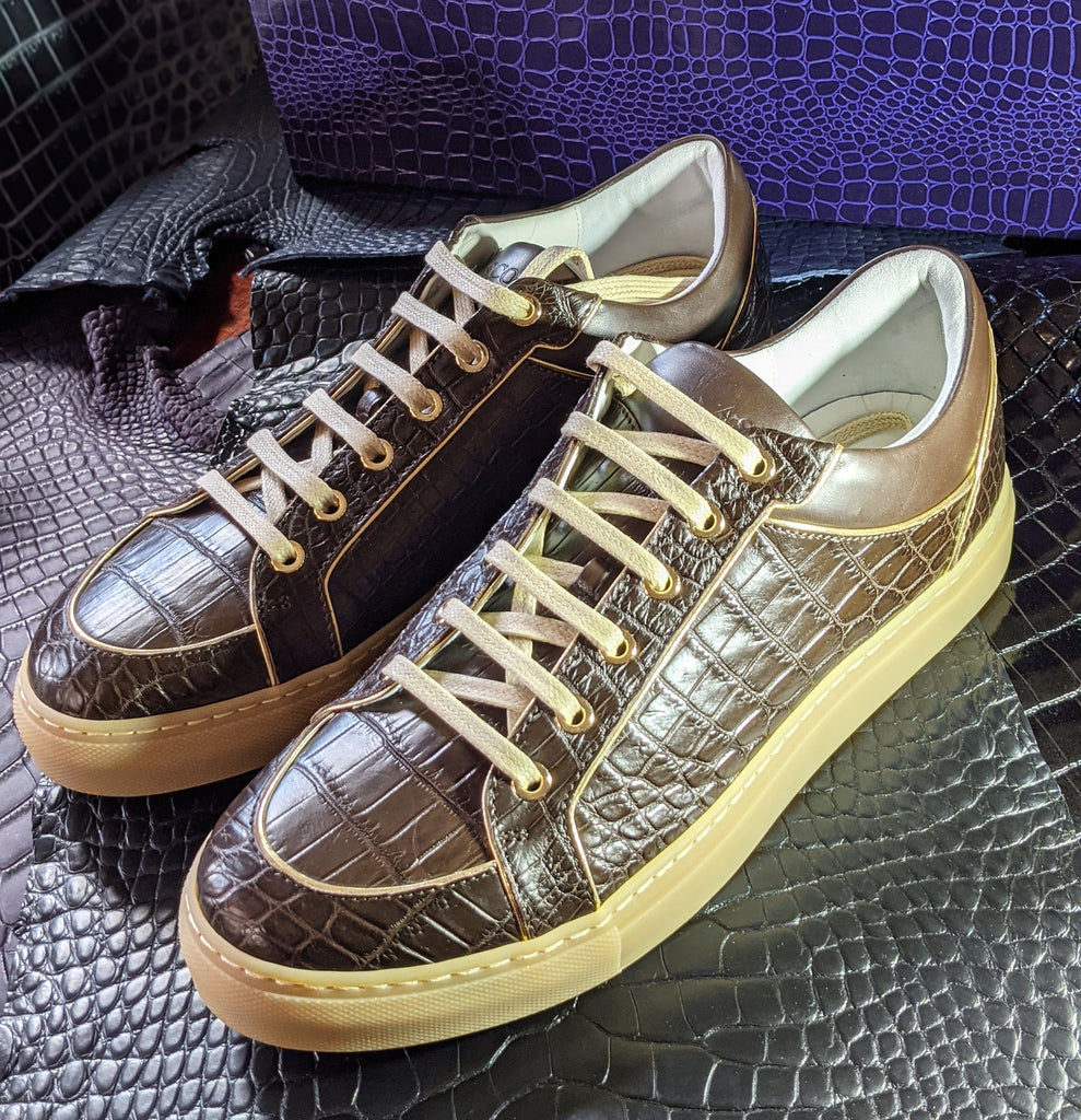 Ascot Sneakers - Brown Crocodile - Ascot Shoes