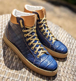 Ascot High Boot Sneakers - Blue Crocodile - Ascot Shoes
