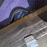 Briefcase - Black Crocodile & Black Togo Leather - Ascot Shoes