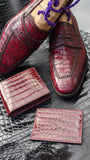 Credit Card Slip - Burgundy Alligator - Ascot Shoes