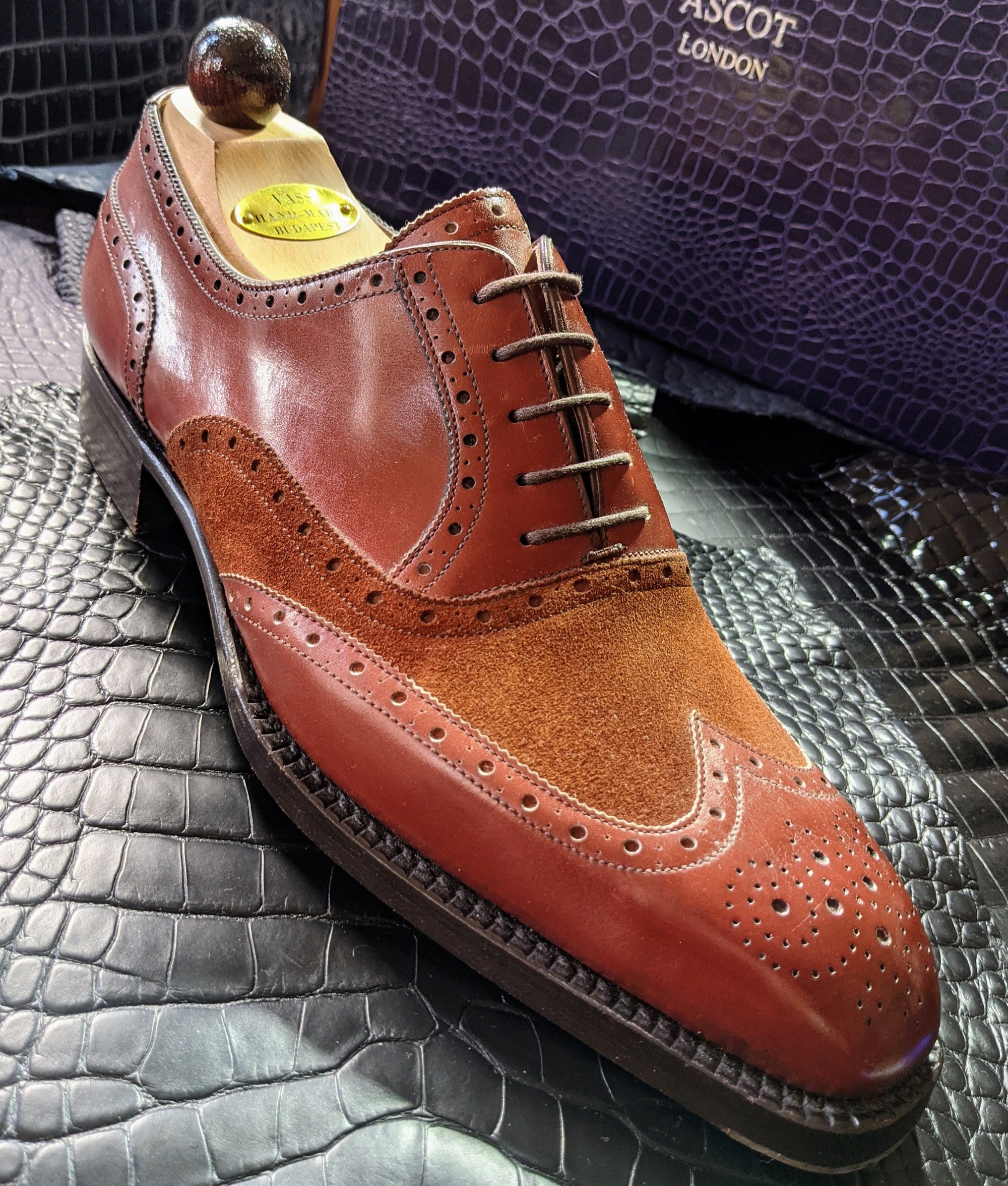 Vass Budapest Oxford - Tri Cognac Combination, UK 10, K last - Ascot Shoes