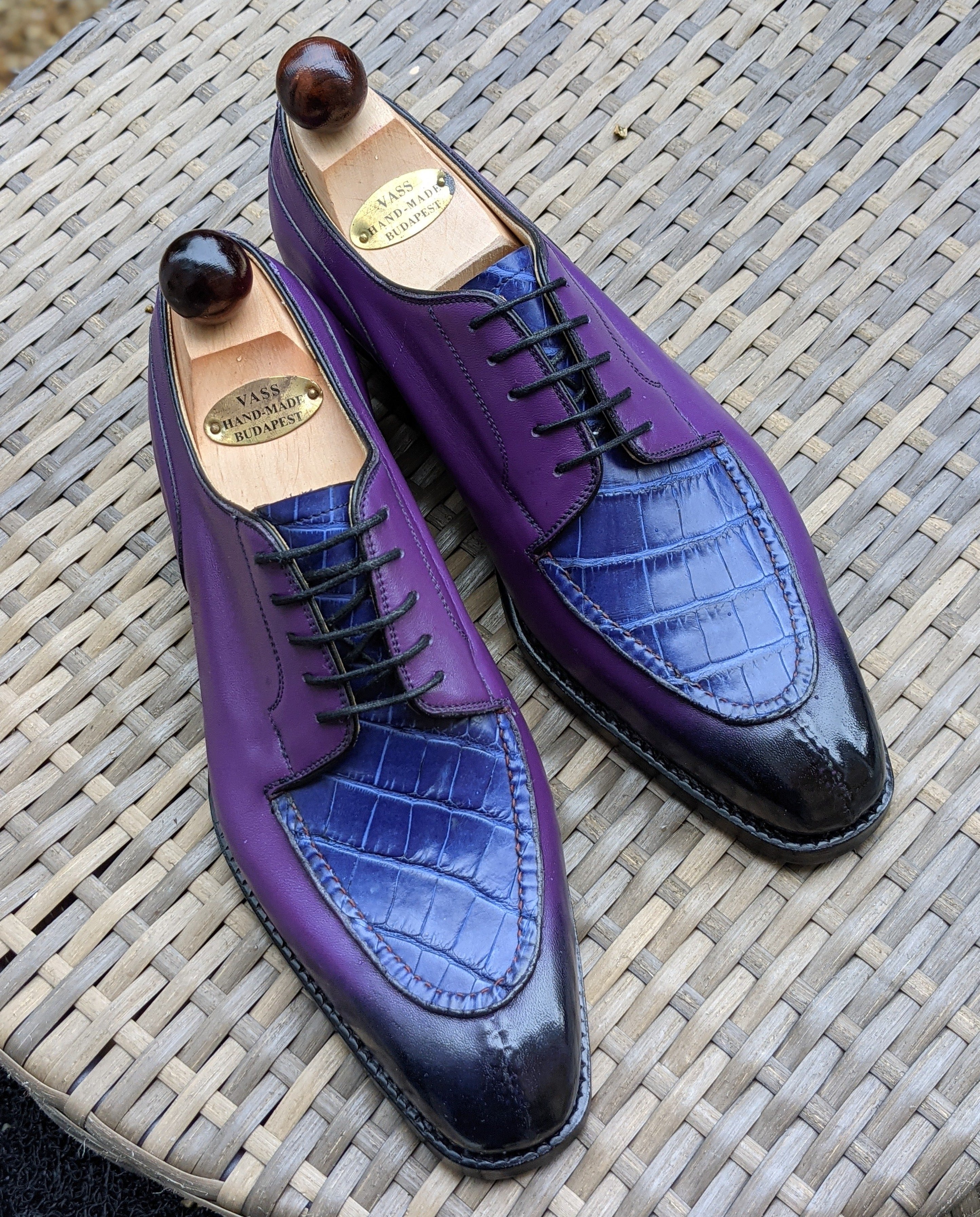 Ascot Kaan - Purple & Blue Crocodile, UK 7, U last - Ascot Shoes