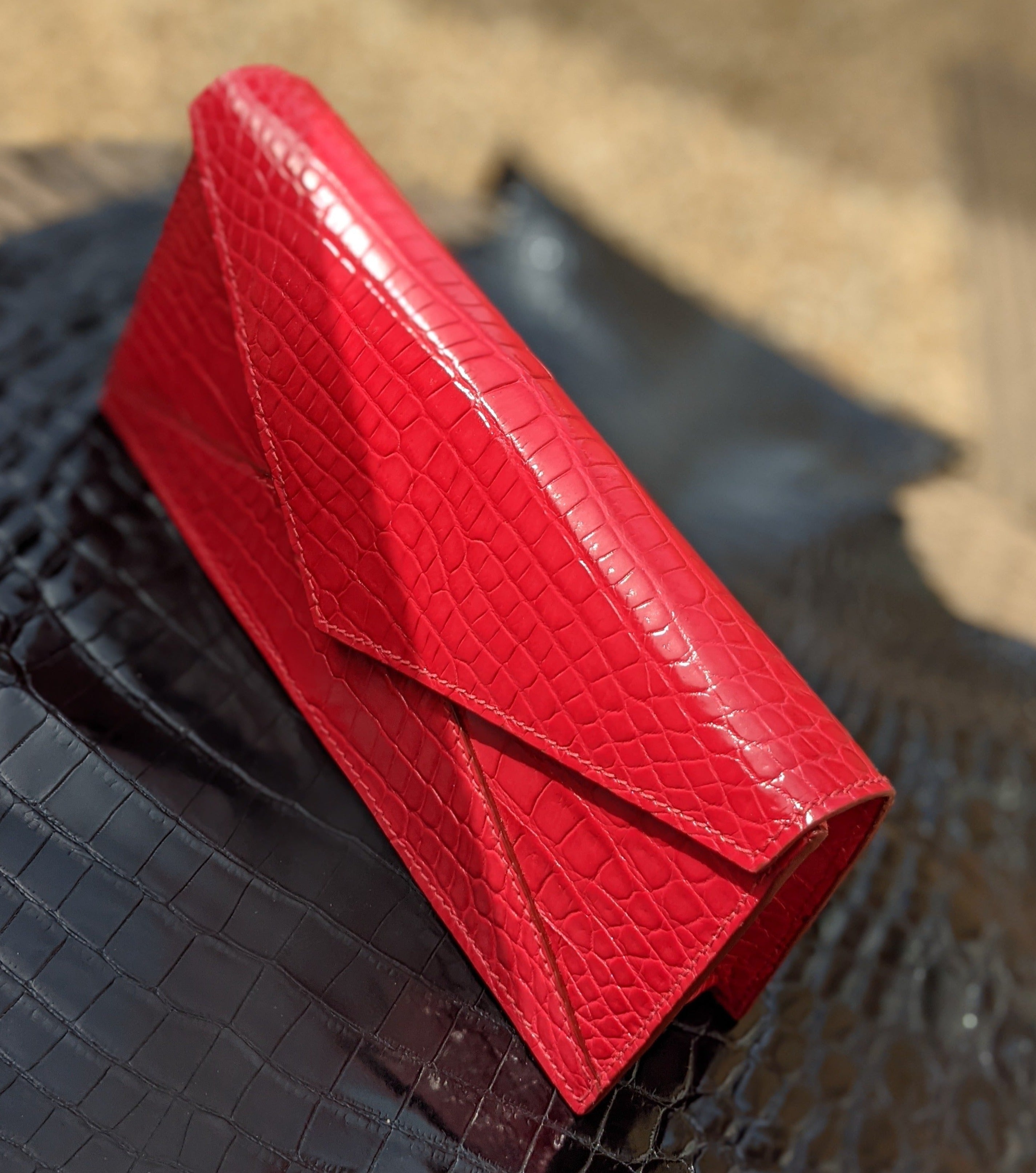 Ladies Alligator Purse - Red Alligator - Ascot Shoes