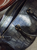 Bespoke Overnight Bag - Blue & Black Crocodile - Ascot Shoes