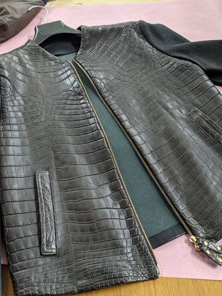 Zilli Matte Nubuck Crocodile Leather Jacket