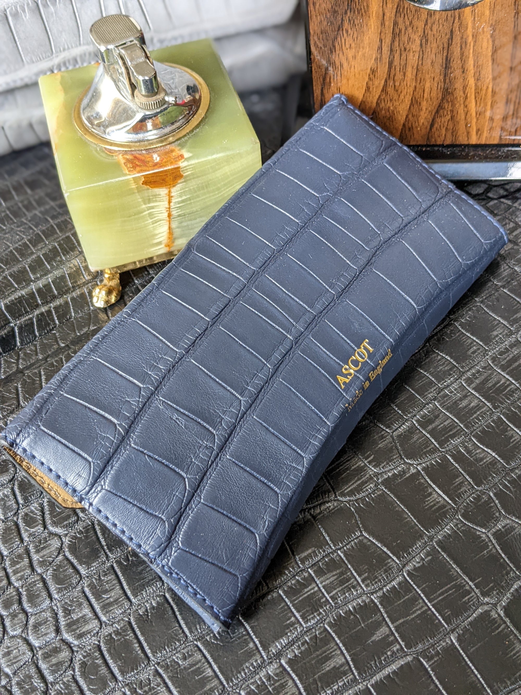 Sunglass Case - Blue Crocodile - Ascot Shoes
