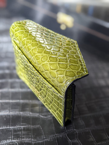 Folding Wallet - Olive Green Alligator