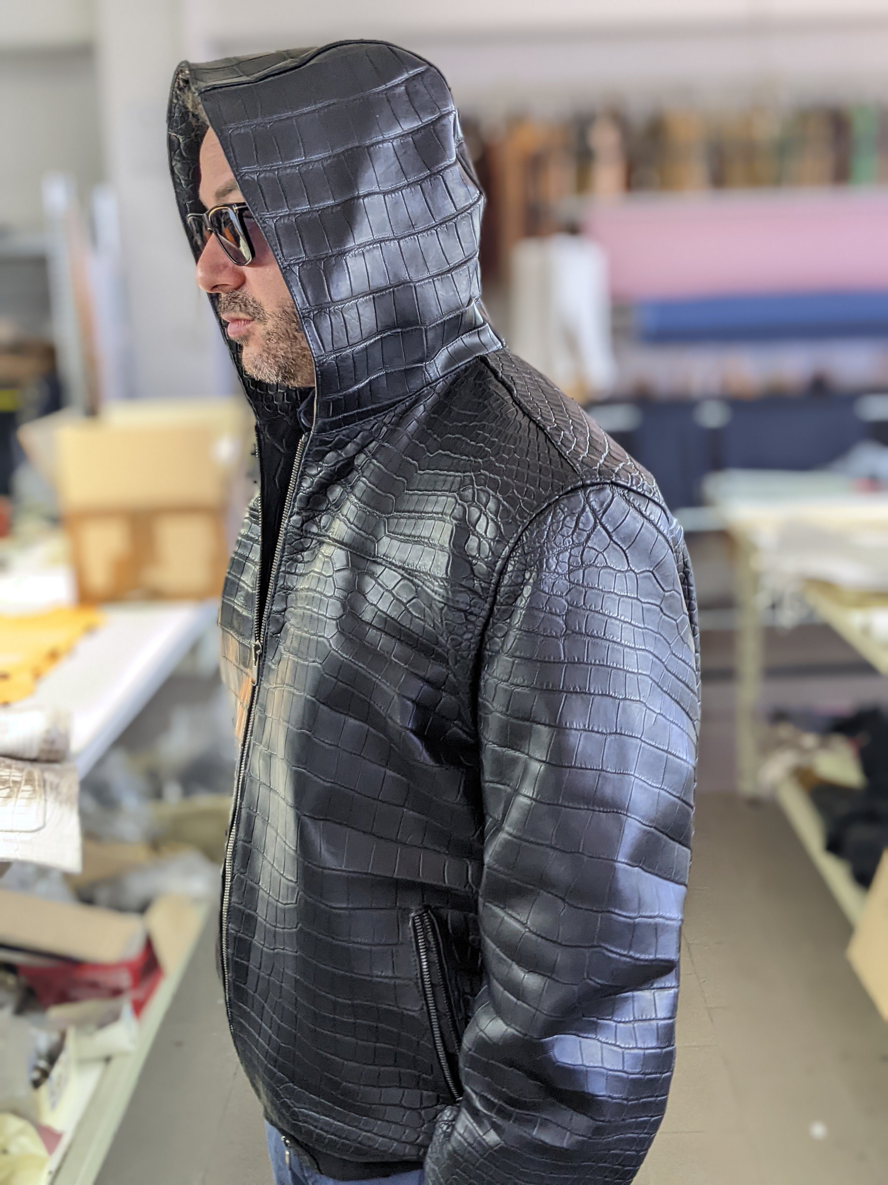 Hermes Exotic Skin Jackets Beige Gradient Crocodile Leather Womens