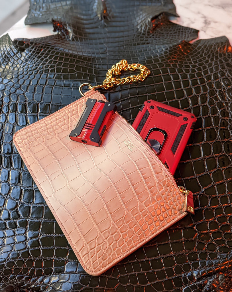 Everyday Phone Pouch - Blush Pink Crocodile - Large - Ascot Shoes