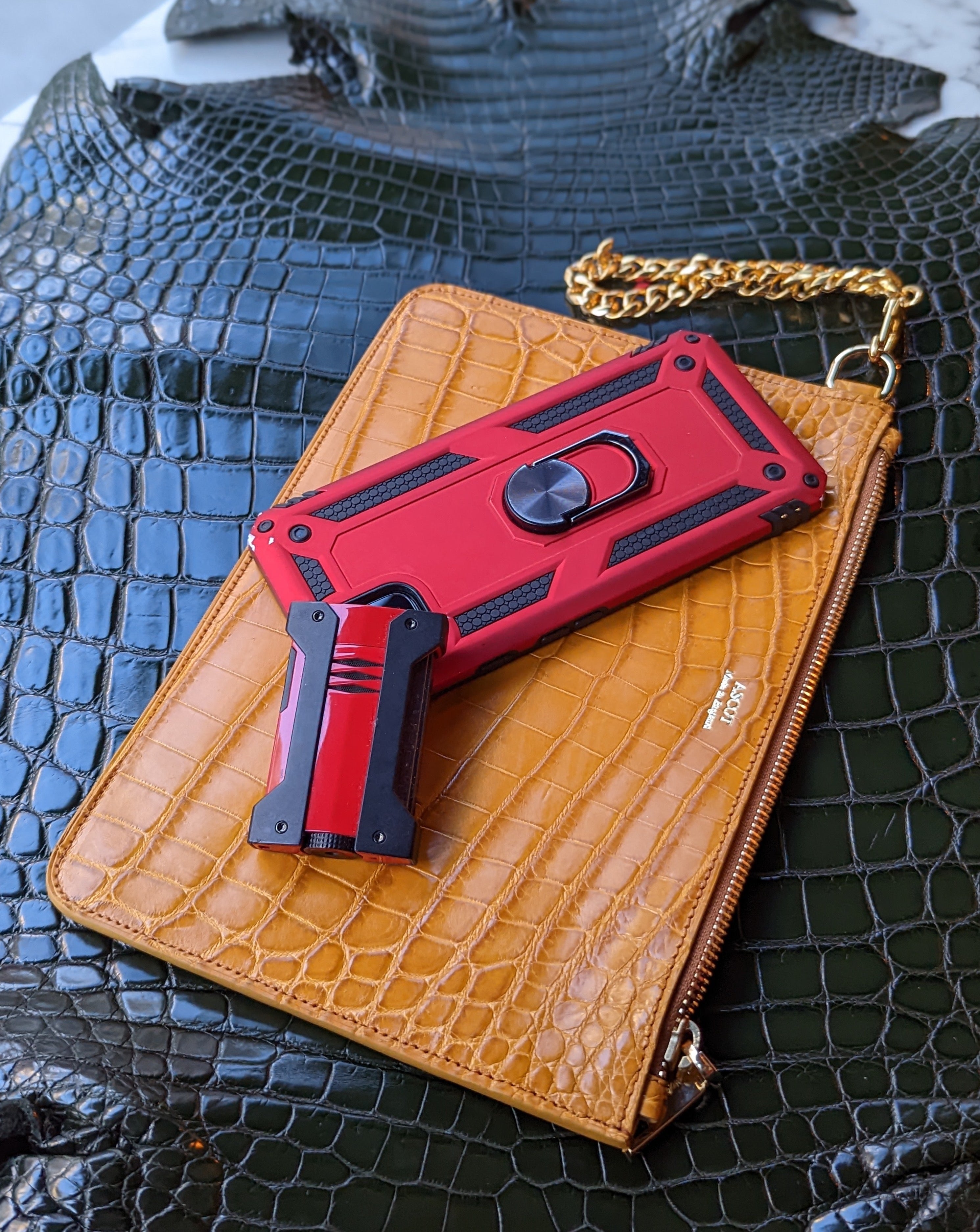 Everyday Phone Pouch - Yellow Crocodile - Large - Ascot Shoes