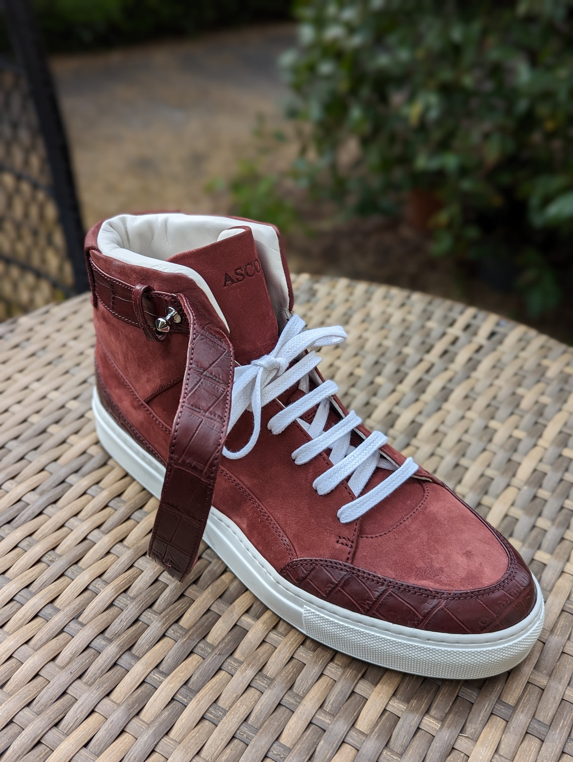 Ascot McFly Boots - Bordeaux Wine Suede & Crocodile - Ascot Shoes