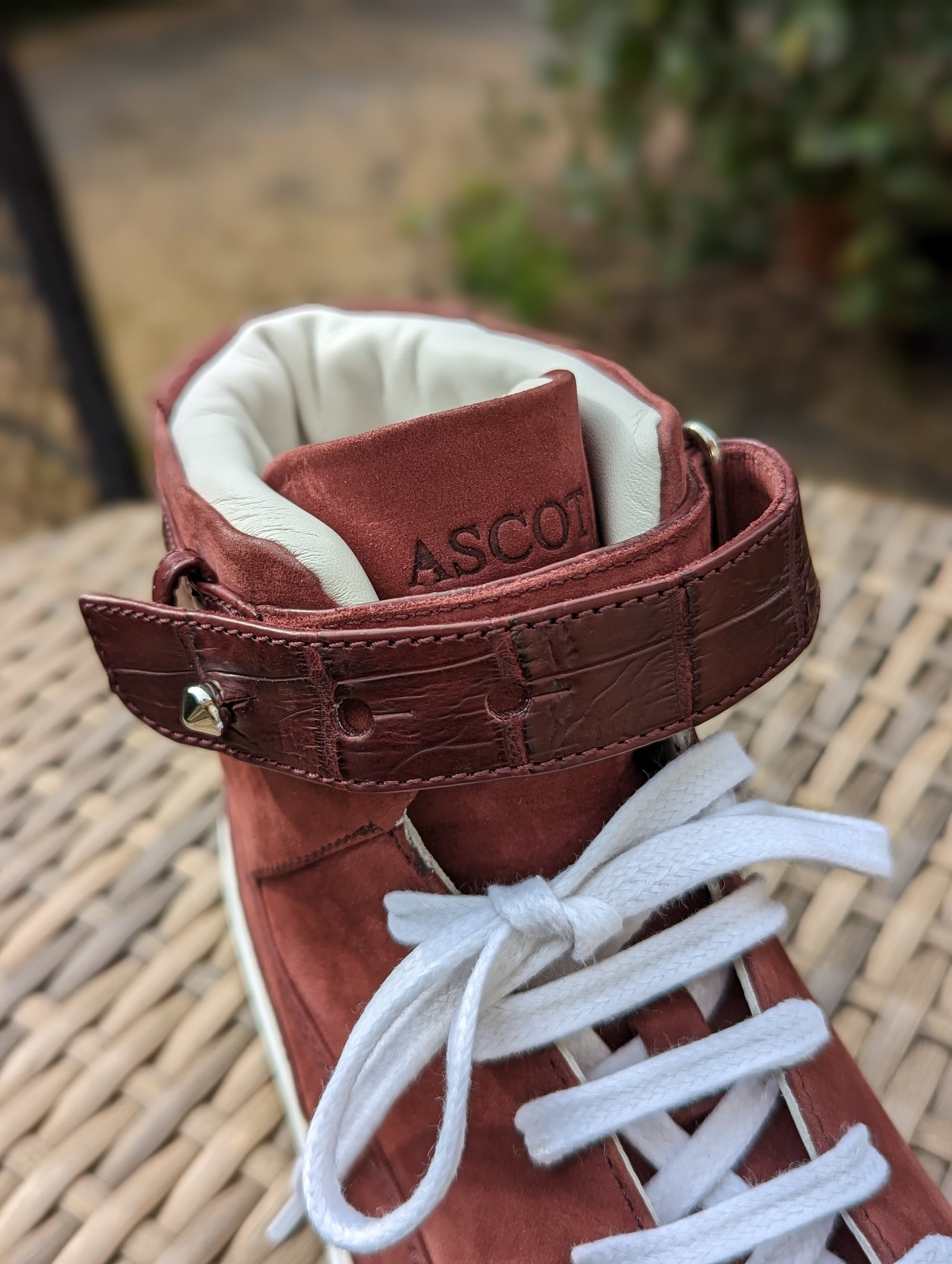 Ascot McFly Boots - Bordeaux Wine Suede & Crocodile - Ascot Shoes