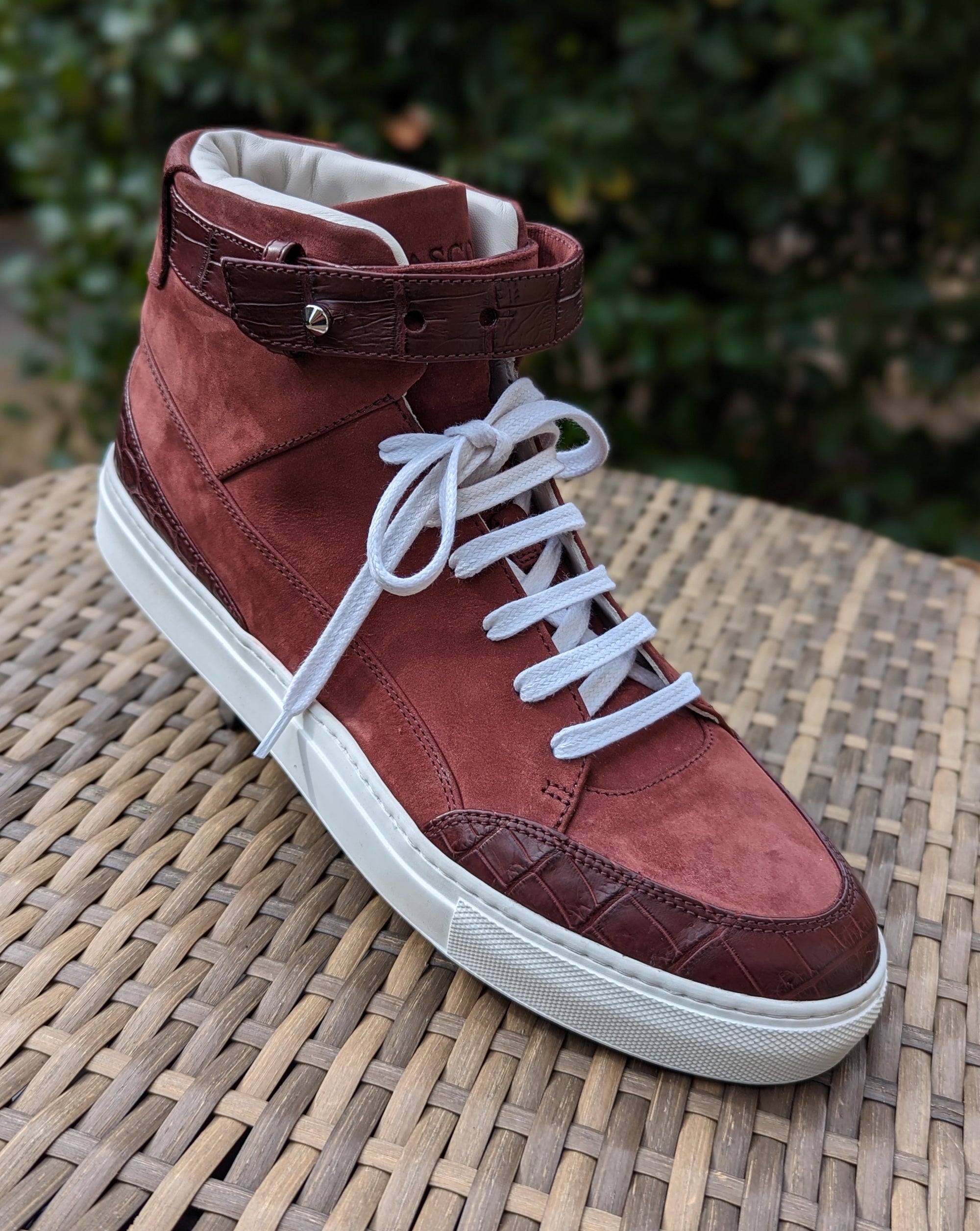 Ascot McFly Boots - Bordeaux Wine Suede & Crocodile - Ascot Shoes