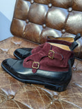 Enzo Bonafe - Black calf & Burgundy suede, UK 9.5 - Ascot Shoes