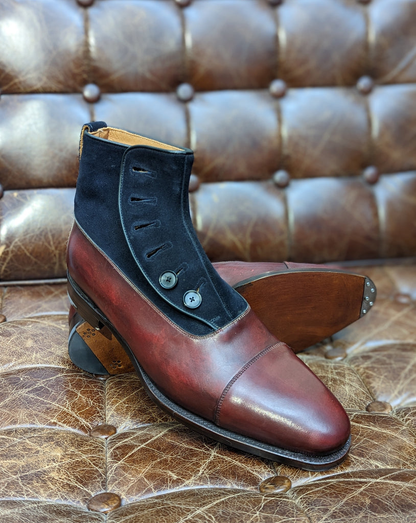 Bettanin & Venturi - Ruby Antique Calf & Navy Suede, UK 9.5 - Ascot Shoes