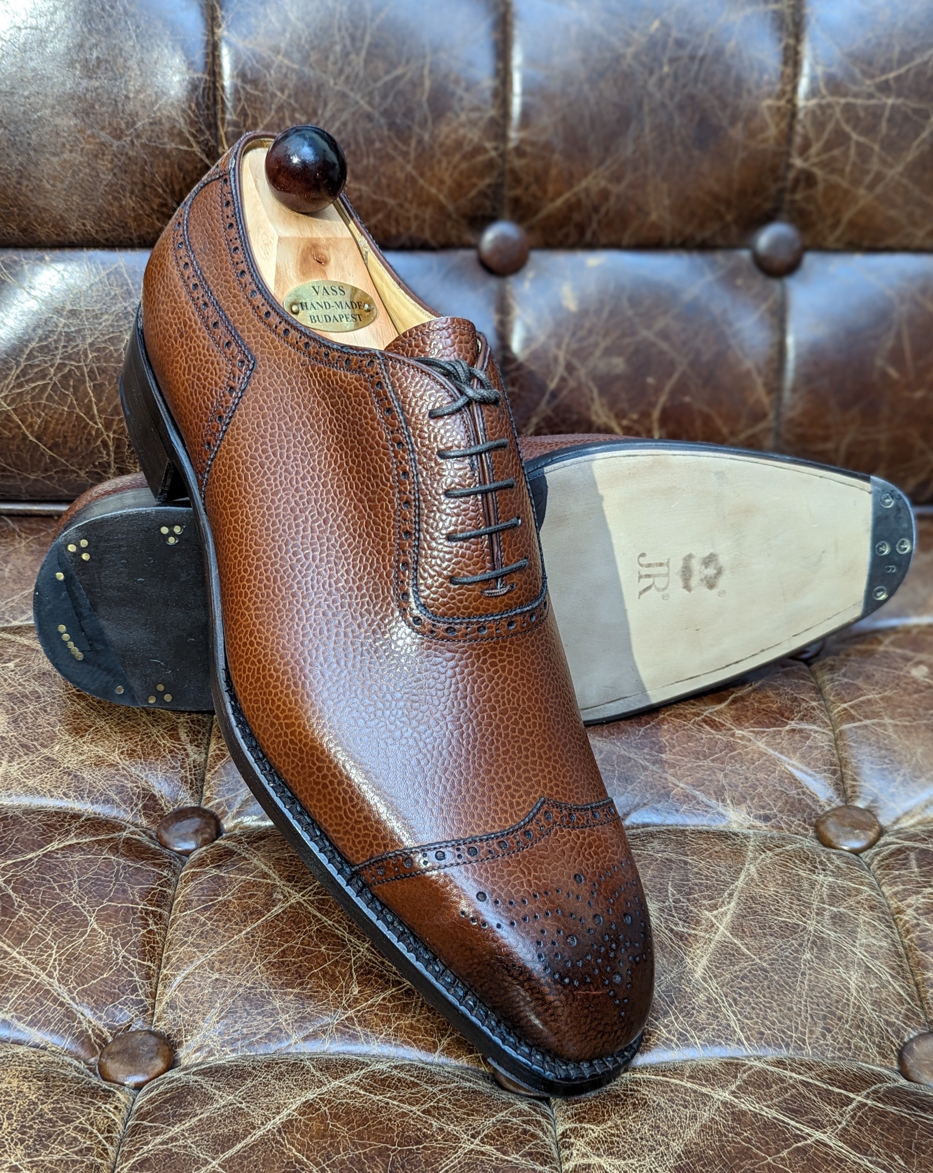 Vass Italian Oxford - Tan Grain, UK 12, K last - Ascot Shoes