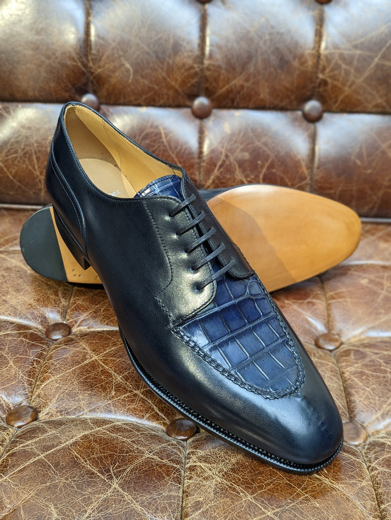 Ascot Kaan - Navy Semi Crocodile, UK 10 - Ascot Shoes