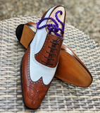 Ascot Gatsby - Tan Hatch Grain & White Calf - Ascot Shoes