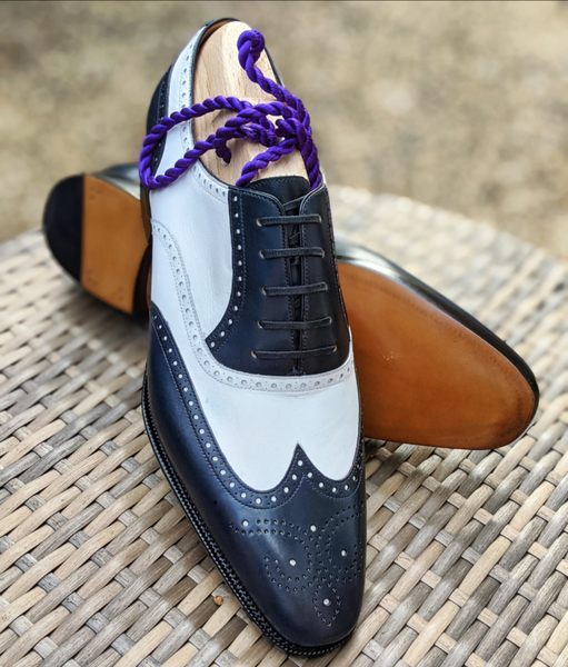 Ascot Gatsby Navy White Calf Ascot Shoes