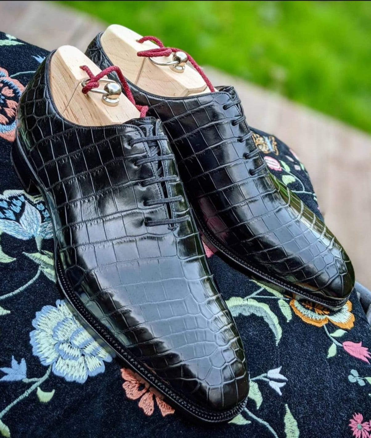 Serge: 25% down payment, Black crocodile wholecut, UK 9.5 - Ascot Shoes