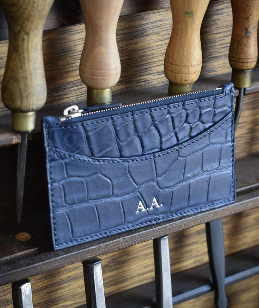 Credit Card Wallet - Navy Alligator - Ascot Shoes