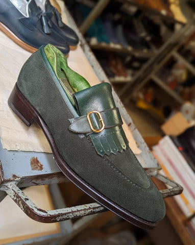 Ascot Caddy - Olive Green Suede & Calf